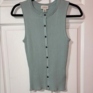 Calvin Klein Jeans Women's Button Down Ribbed Top - Light Blue